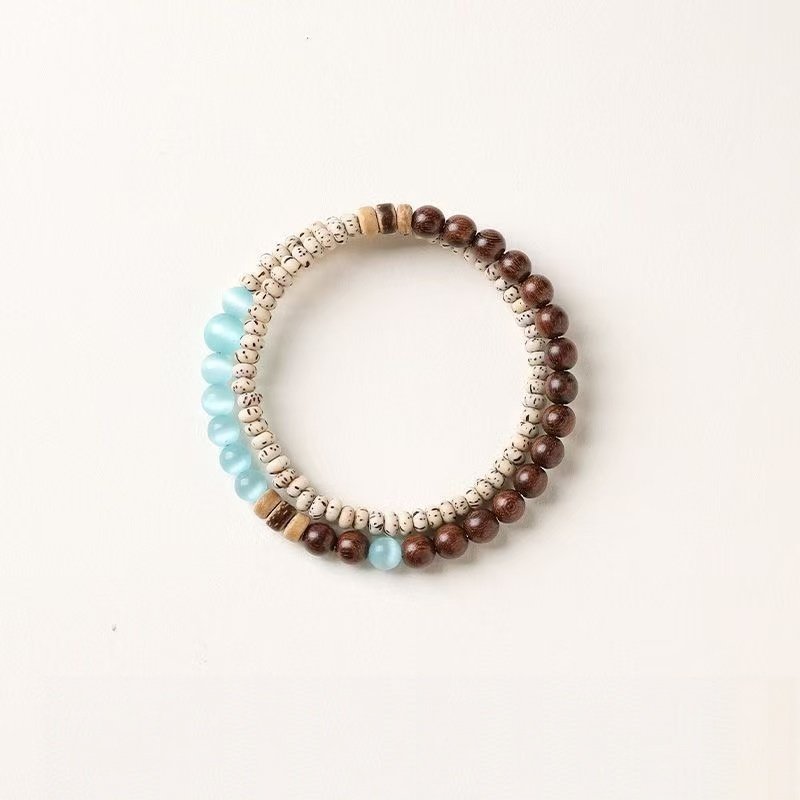 Wood  Bodhi Seed Beaded Bracelet