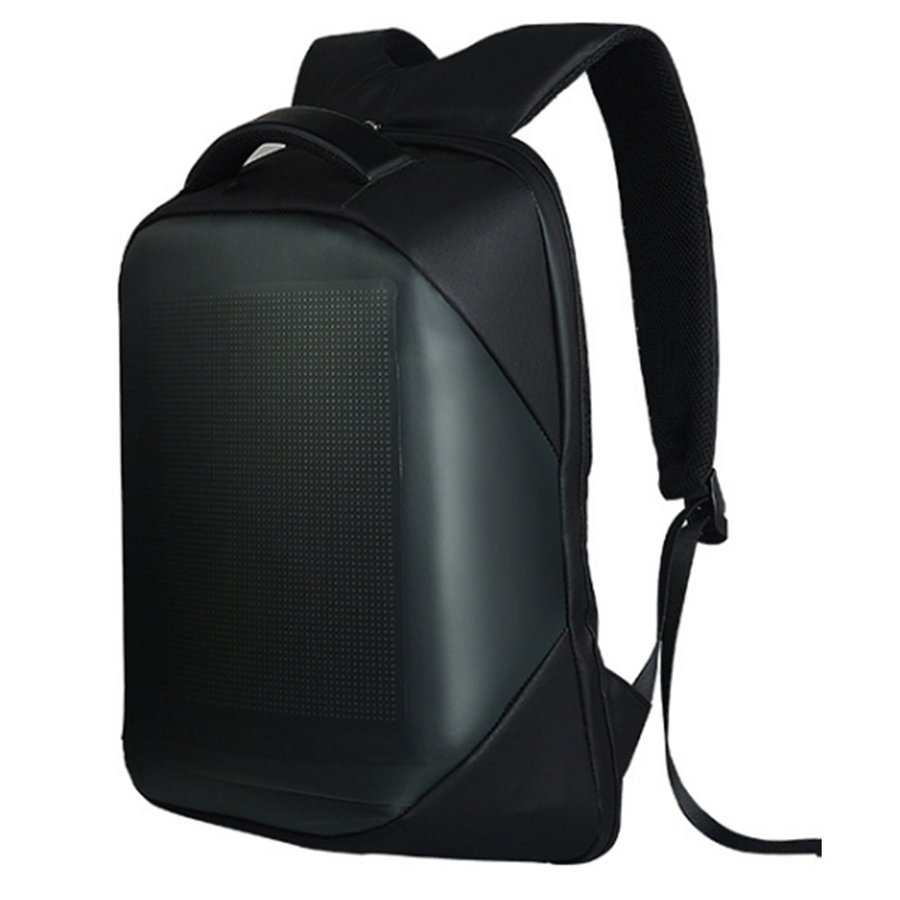 Regular LED Backpack Cycling Double Shoulder Bag DIY Text Animation Polyester Material Hot Sale - Black Bluetooth