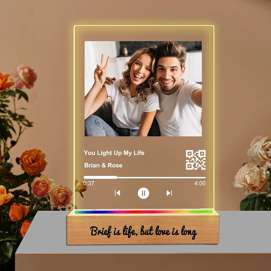 Spotify Personalizzata con Foto, Targa Spotify Glass Regalo