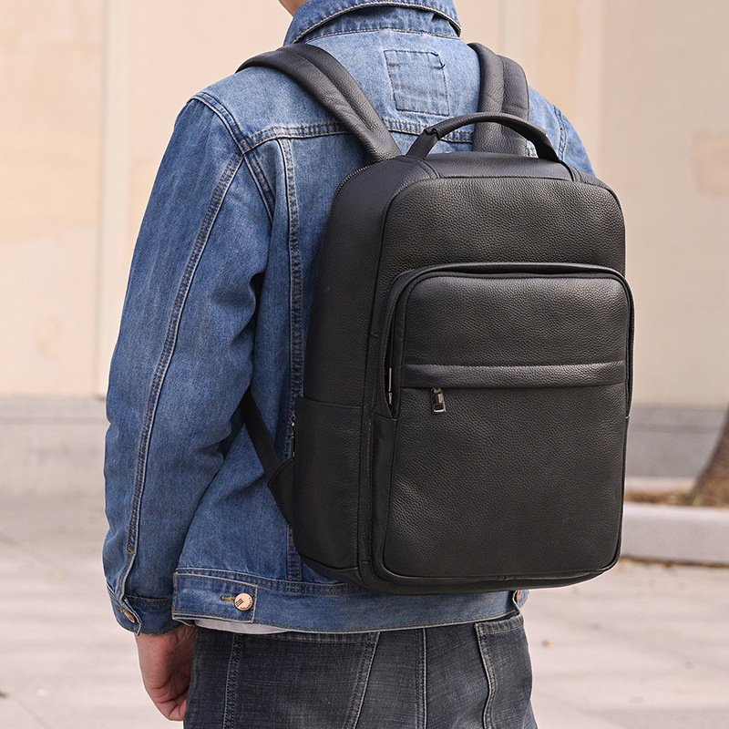 Men S Genuine Leather Backpack Cowhide Commuter Style