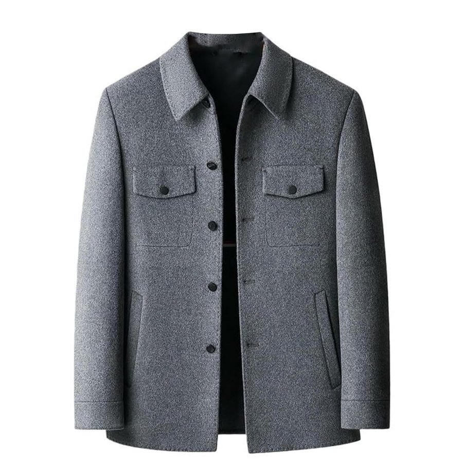 Cappotto da uomo invernale corto double-face in lana di cashmere con risvolto