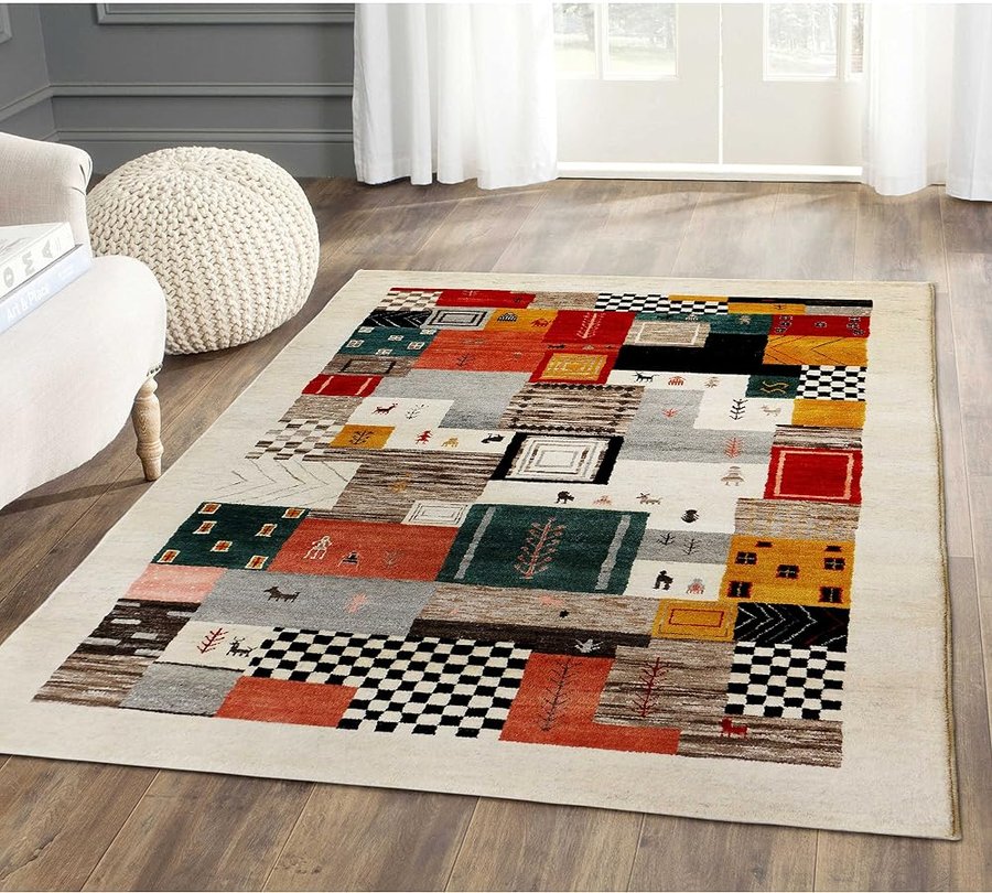 Multi Gabbeh Orient teppich Tradizionale Fatto a Mano Indien Design Moderno Tappeto e Tappeto, Multi, 170x240 cm - 5.6''x7.9''