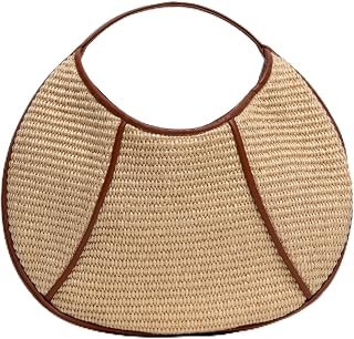 Borsa in Rafia Cory con Finiture in Pelle, Manico Superiore da Donna, Zenzero/Naturale, Taglia Unica