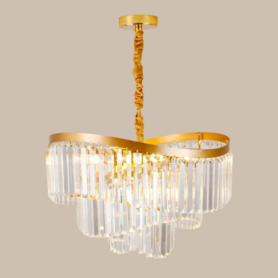 Dimmerabile a Tre Colori Diametro 55 cm Lampadario di Cristallo di Lusso in Oro Europeo Lampada da soffitto Rotonda Soggiorno Ristorante dell'hotel Villa