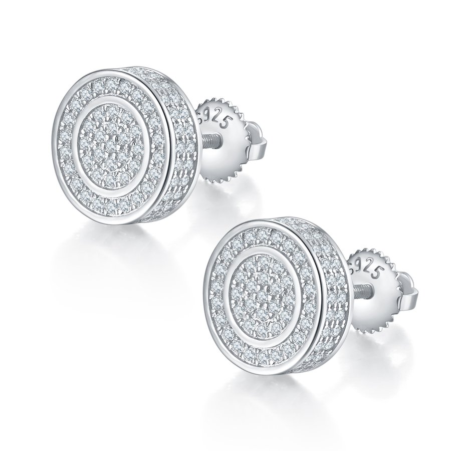 S925 Sterling Silver 190pcs D Color VVS1 Moissanite Double Halo Stud Earrings 10.8mm Screw Back Hypoallergenic GRA Certified Gift Box