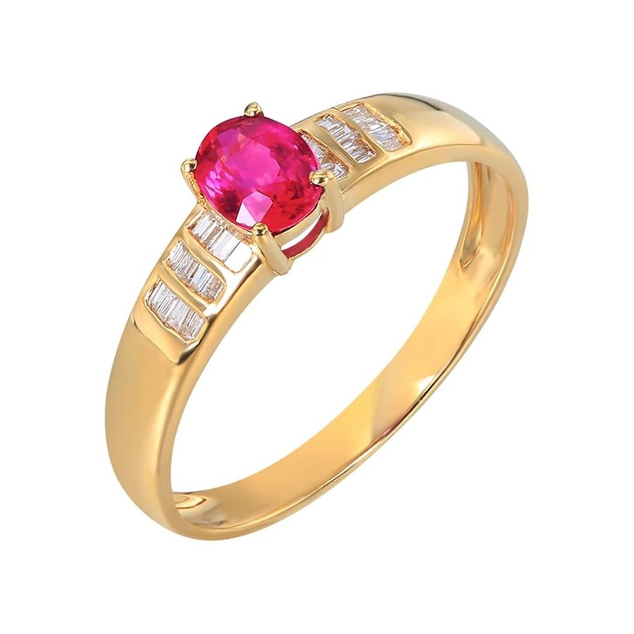 Anello solitario da donna, in oro 18 carati, con rubino, rosso, anello nuziale in oro 750 con zaffiro, misura 47-67
