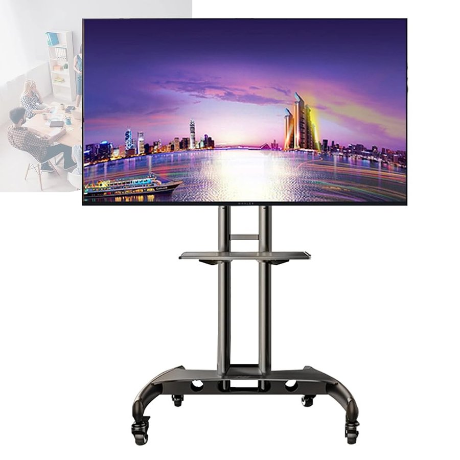 Carrello Mobile per TV con Ruote per TV da Esterno con Schermo Piatto Curvo LCD LED OLED da 55-80 Pollici, Fino a 90,9 kg/200 libbre, Supporto per Monitor Mobile con VASS