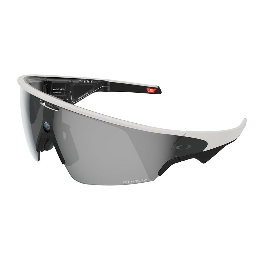 OAKLEY Meta Vanguard - Occhiali Smart Sportivi Unisex - Bianco | Fotocamera 12 MP, 3K Ultra HD, comandi vocali, audio immersivo, 9h di batteria, IP67, app Meta AI - Lente Prizm™ Black