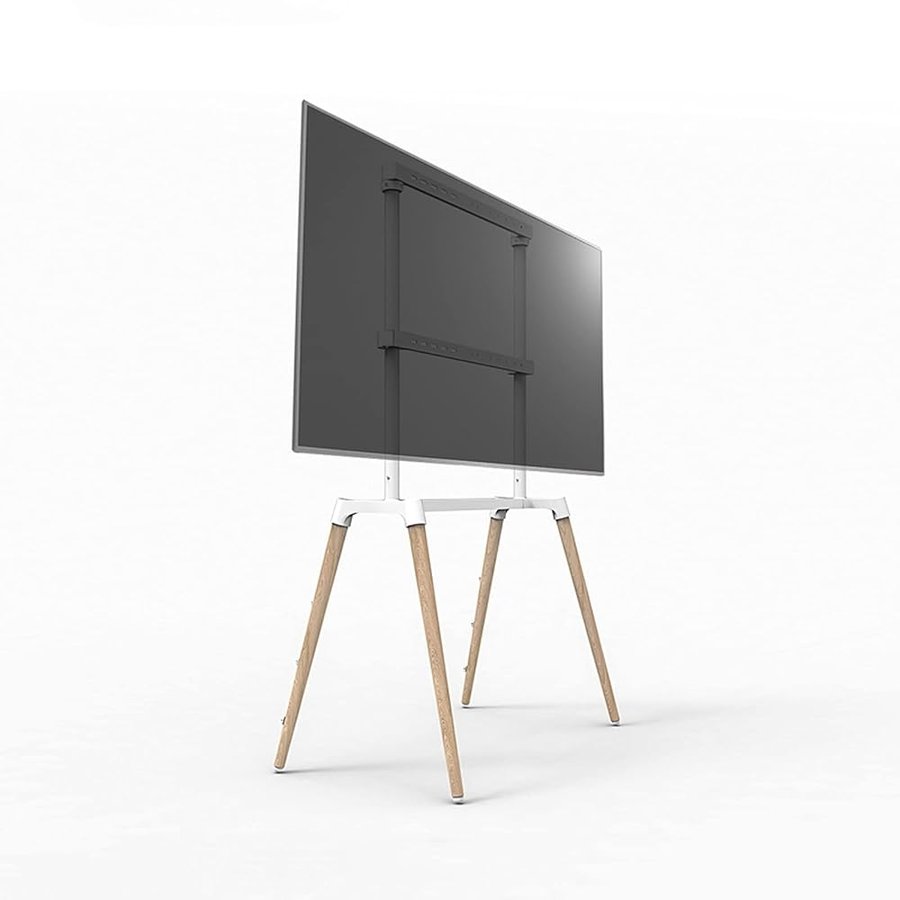 Mobile TV Stand con Piedini in Legno per TV LED LCD OLED 55-75 Pollici - Montaggio a Pavimento Freestanding Compatibile con Funzioni di Montaggio a Parete