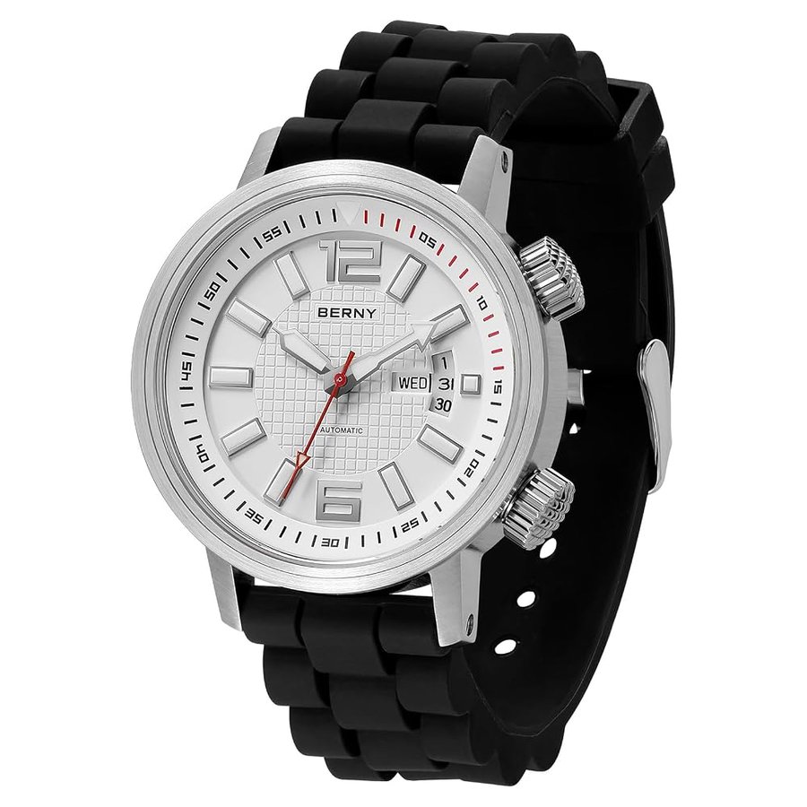 Automatico Meccanico Dive Orologio da Uomo Auto-Winding Sport Silicone Strap Orologi da polso Impermeabile 20ATM Vetro Zaffiro Resistente ai graffi Super Luminoso