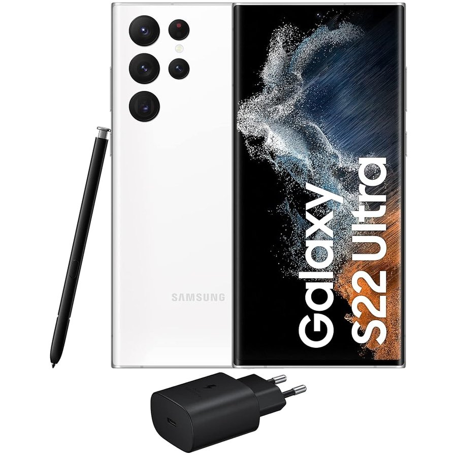 Samsung Galaxy S22 Ultra sbloccato 5G, Caricatore incluso, Cellulare Smartphone Android senza SIM 256GB Display 6.8’’¹ Dynamic AMOLED 2X, 5 Fotocamere, 108MP, Phantom White 2022 [Versione Italiana]