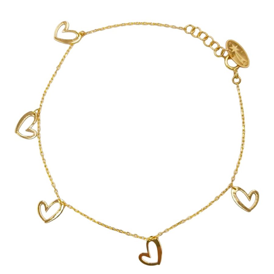 Bracciale Donna – oro 18 carati – 1.43 gr – design leggero et elegante con ciondoli cœurs inclinés – Bene rifugio – Idea regalo – Punzone 750 – Certificato di autenticità – Salia Gold Paris