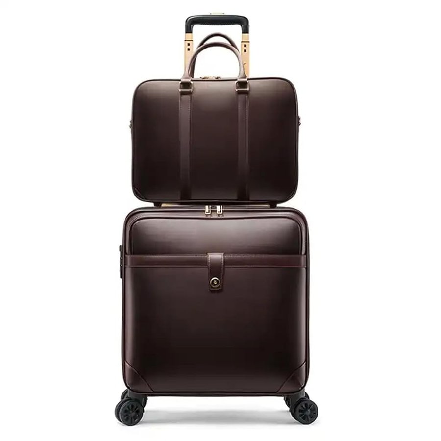 Set 2 Pezzi di valigie in Pelle PU da Viaggio per Uomini d'Affari Impermeabile a Prova di graffio Bagagli in Pelle PU per Gli Affari Set di valigie