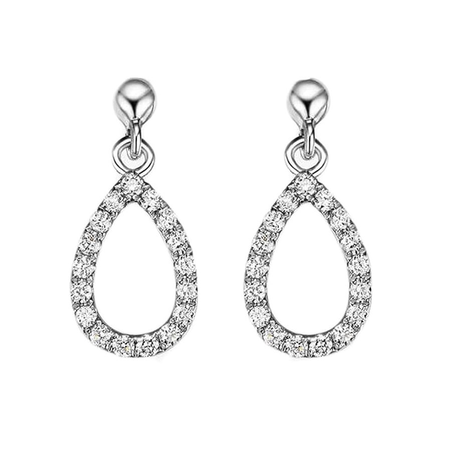 Orecchini da donna pendenti vintage bianco diamante lacrima cava 9 K/14 K/18 carati oro bianco