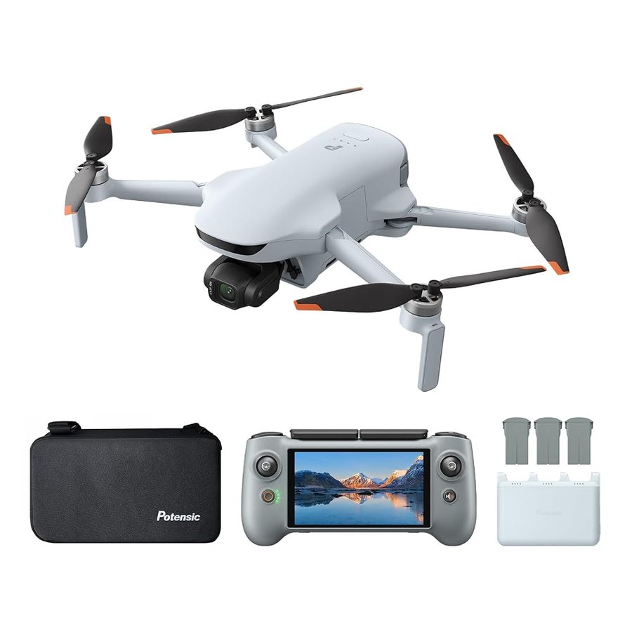 Potensic ATOM 3 Fly More Combo con RC PTD 2, Drone con Fotocamera 4K 60fps, Foto 8K 50MP, Volo di 120 min, Trasmissione 16 km, Sensore CMOS 1/1,3", Tracciamento IA 2.0, QuickShots, Meno di 249 g