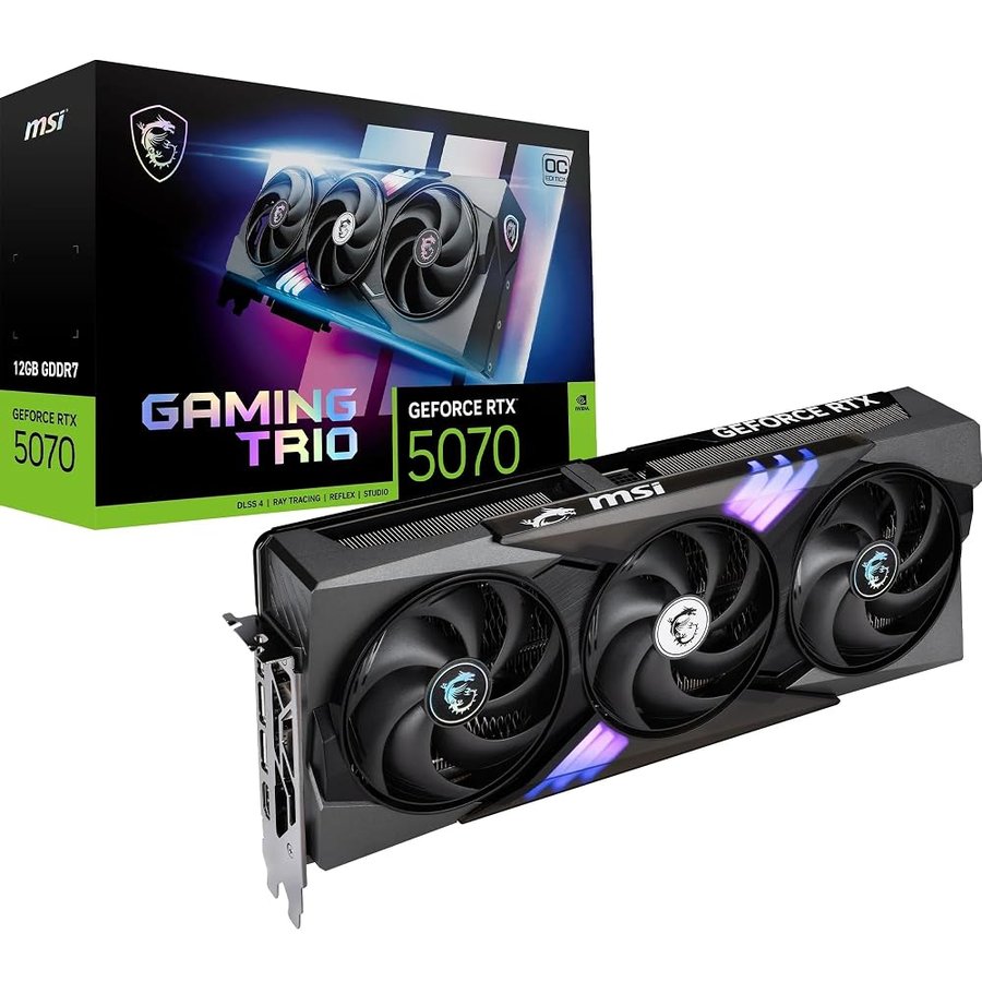 msi GeForce RTX™ 5070 12G GAMING TRIO OC Scheda Video – GDDR7, 28Gbps, PCIe 5.0, HDMI 2.1, DP 2.1, 2625 MHz, 6144 CUDA Cores, 192-bit, TRI FROZR 4, Afterburner, Metal Backplate, 650W PSU raccomandato