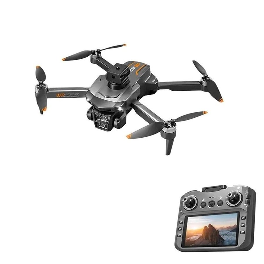 Triple Battery,Drone lu30 Professionale 8k GPS brushless HD con Telecamera, Schermo da 4,5'', Telecomando, Fotografia Aerea, Drone per Evitare Gli Ostacoli