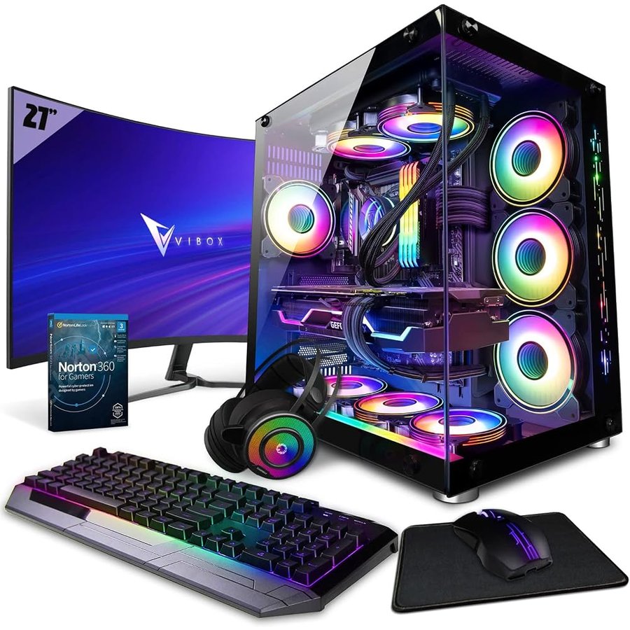 Vibox SG-X-240 PC Gaming Completo • Schermo da 27 pollici • Intel Core i9 14900KF 24 cores • Nvidia RTX 5090 32GB • 32GB RAM • 2TB NVMe M.2 SSD • Windows 11 • WiFi 6 + Bluetooth 5.4