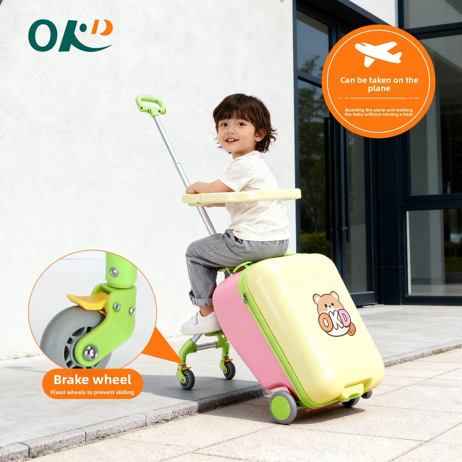 20 Inch Detachable Suitcase, Children's Suitcase, Cycling Luggage, Handcart Luggage, TSA Lock, Universal Wheel Multifunctional Lockable Rolling Suitcase, With USB Port, Suitable For Travel