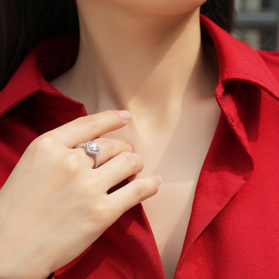 1-Carat Moissanite 925 Sterling Silver Ring With Love