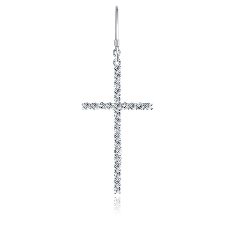 S925 Sterling Silver Moissanite Cross Dangle Earrings  Pave Hook Drop With GRA Certificate Platinum Plated Christian Jewelry Gift Box Set For Women