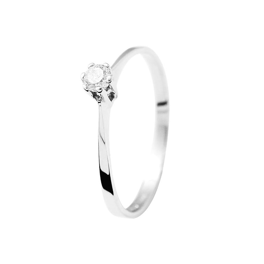 Anello solitario con diamante da 0,10 carati, disponibile in oro giallo e oro bianco, gioiello da donna