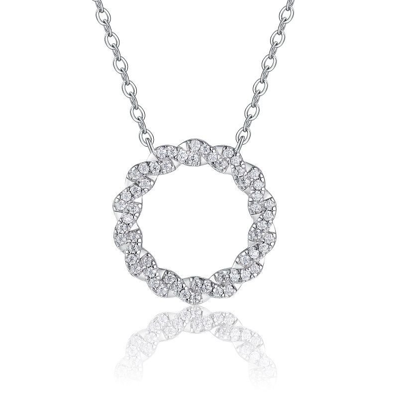 S925 Silver Moissanite Circle Necklace, 56pcs D VVS1 Pendant, 40&5cm, GRA Certified