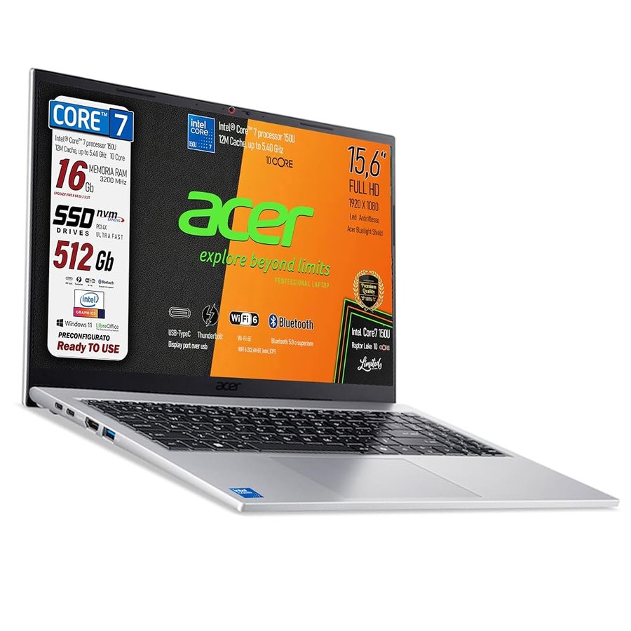 Acer Notebook Intel Core7 150u 10Core, Display 15.6" FHD