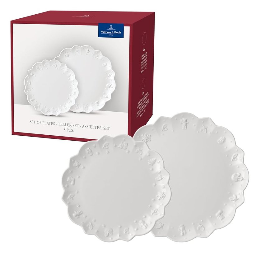 Villeroy & Boch – Toy's Delight Royal Classic set di piatti 8pz, set di stoviglie, piatti da colazione, piatti piani, porcellana Premium, lavabile in lavastoviglie, utilizzabile nel microonde, bianco