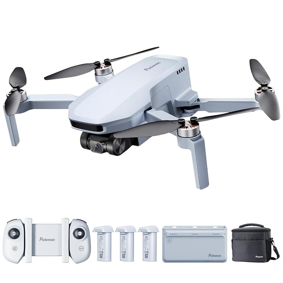 Potensic ATOM SE Fly More Combo GPS Drone con Fotocamera 4K ShakeVanish,＜249g, 93 Min di Volo, 3 Batterie e Hub di Ricarica Parallelo e Adattatore di Ricarica Super Rapida, Drone Pieghevole, C0