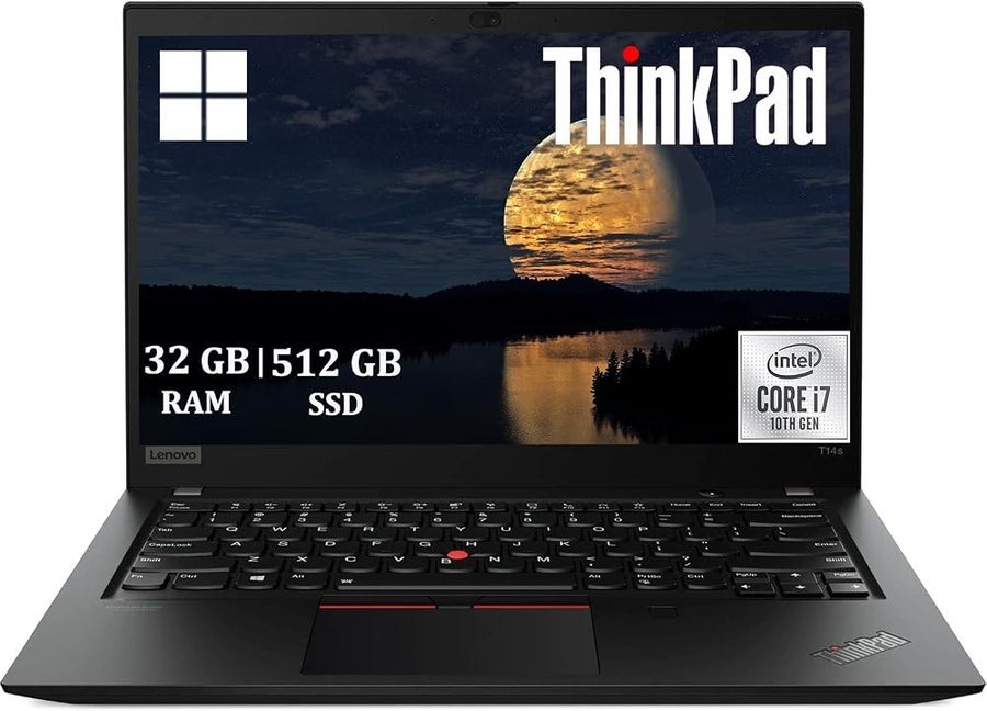 Lenovo ThinkPad T14s Gen 1 Notebook Intel Core i7-10th, 14" FHD, 32 GB di RAM, SSD da 512 GB, tastiera giapponese (QWERTY), Webcam, Windows 11 Pro (ricondizionato)