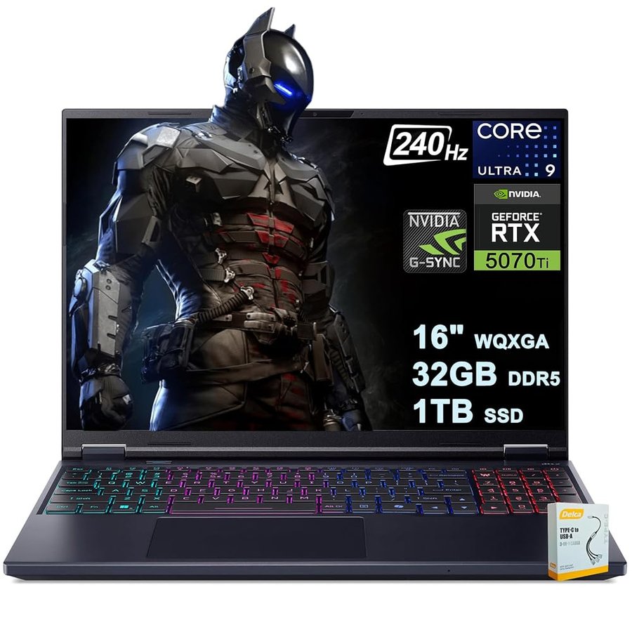 acer Predator Helios Neo 16S AI Gaming Laptop | 16" 2560x1600 OLED 240Hz 100% DCI-P3 | Intel 24-core Ultra 9 275HX | 32GB DDR5 1TB SSD | GeForce RTX 5070 Ti fino a 992 AI Tops | Win11 w/DLCA