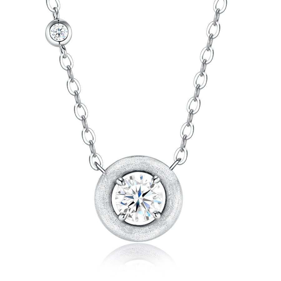 S925 Sterling Silver Moissanite Necklace For Women D Color VVS1 Clarity Round Cut Pendant With GRA Certificate, Platinum Plated Dainty Chain, 3.0g Minimalist Fine Jewelry Gift Box Set, Ideal For Dai