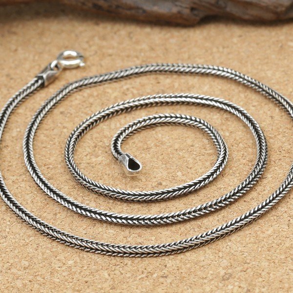 S925 Sterling Silver Hemp Rope Pendant Necklace