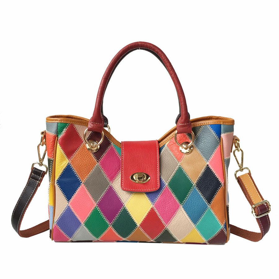 Womens Handbag, Genuine Leather Patchwork Shoulder Crossbody Bag