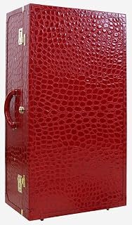 Valigia di Lusso in Vera Pelle con Serratura a Combinazione e Rotoli Rosso/Oro 48 x 28 x A. 90 cm - Valigia da Viaggio Fatta a Mano in Pelle di Alta qualità - Accessori di Lusso