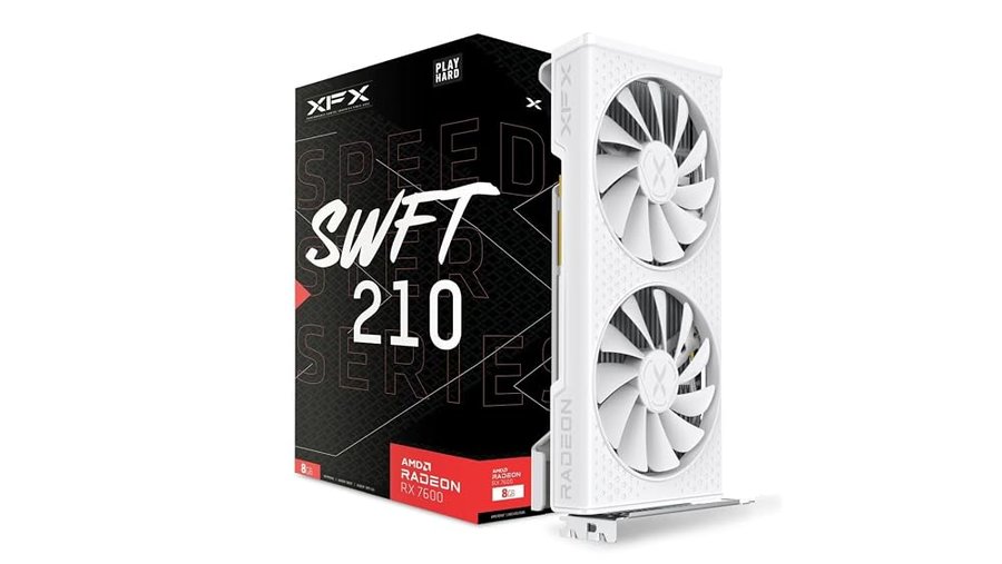 XFX Speedster SWFT210 Radeon RX 7600 - Scheda grafica bianca con 8 GB GDDR6 HDMI 3 x DP, AMD RDNA 3 RX-76PSWFTWY