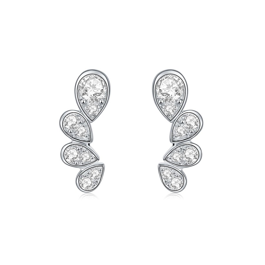 S925 Sterling Silver Moissanite Crawler Earrings  Pear Cut Drop Earrings With GRA Certificate Platinum Plated Jewelry Gift Box Set For Women