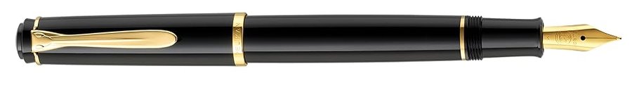 Pelikan 930446 P200 - Penna stilografia, tratto M, pennino in acciaio INOX dorato, colore nero