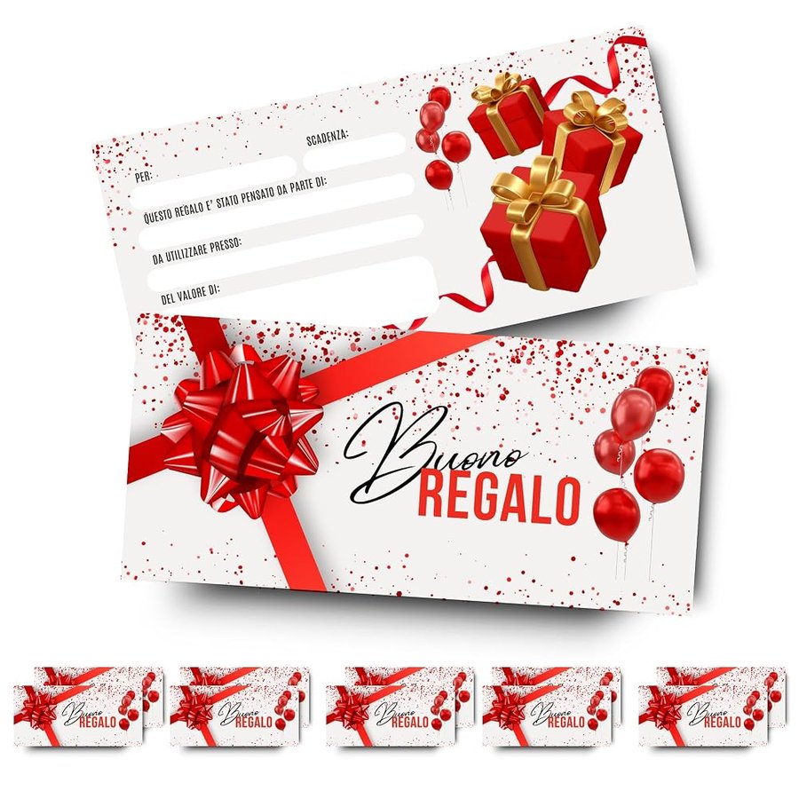 hOmty Buoni Regalo Gift Card Personalizzabili | Buoni Regalo Estetista, Abbigliamento, Parrucchiere | Coupon e Voucher Personalizzabile (Rosso Senza Buste)