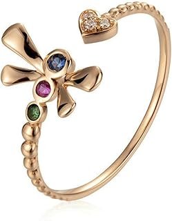 Anello Matrimonio Donna Oro Rosa 18K 0.017ct Libellula Cuore Diamante Rotonda Anello Anniversario Donna
