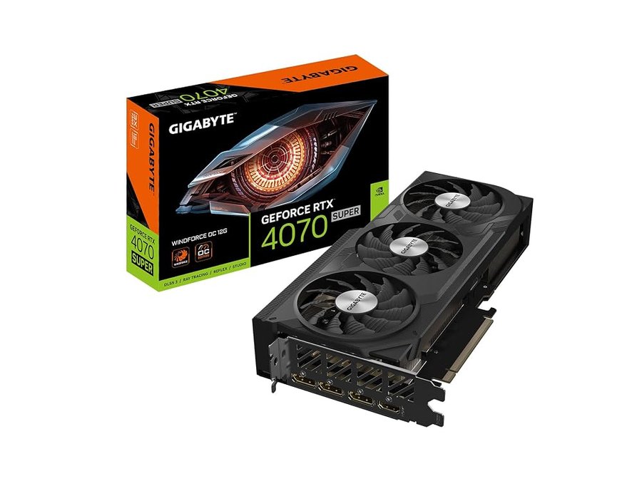 Gigabyte GeForce RTX 4070 Super WINDFORCE OC 12G Scheda Grafica, 3X Ventole WINDFORCE, 12GB 192-bit GDDR6X, GV-N407SWF3OC-12GD Scheda Video
