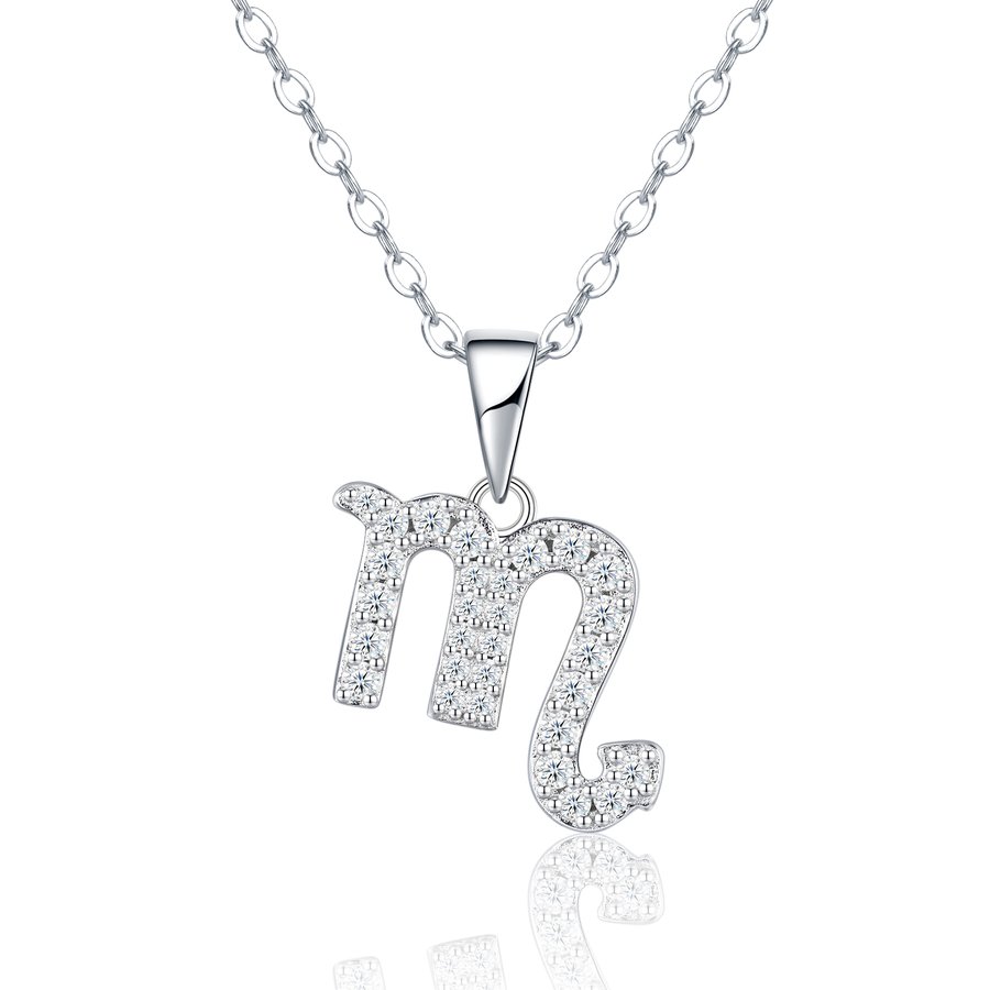 S925 Sterling Silver Scorpio Necklace For Women  D Color VVS1 Moissanite Zodiac Pendant, 3.4g Platinum Plated Astrology Jewelry With GRA Certificate, Perfect Birthday & Anniversary Gift Box Set For H