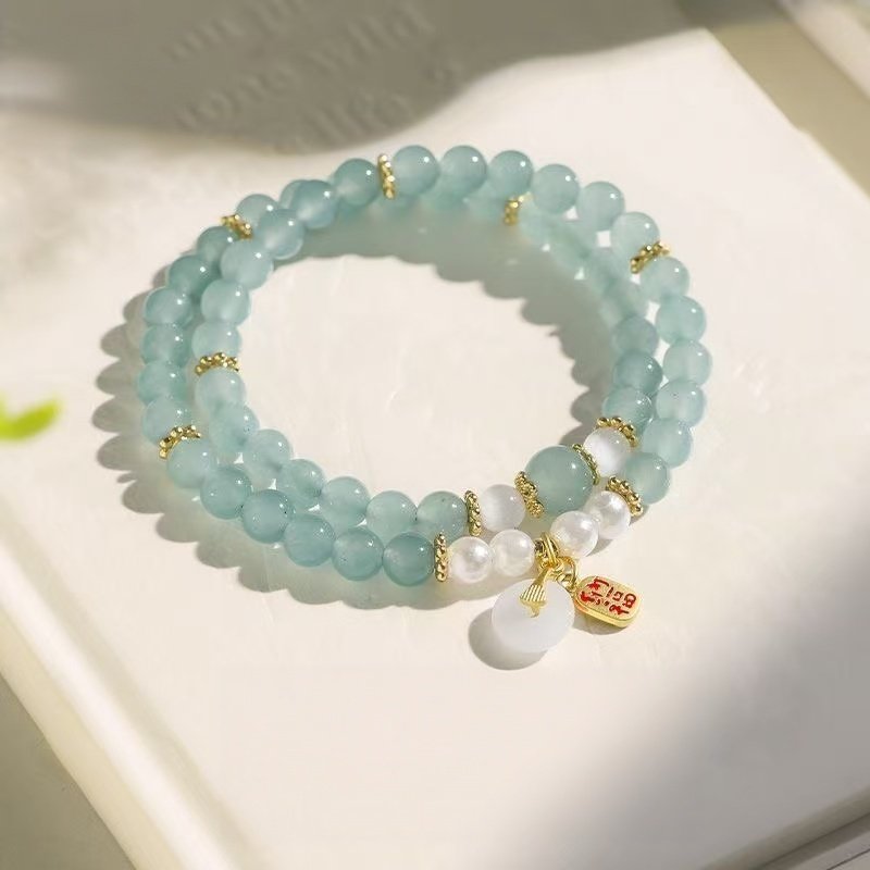 Chinese Quartz Rock Blue Water Bracelet