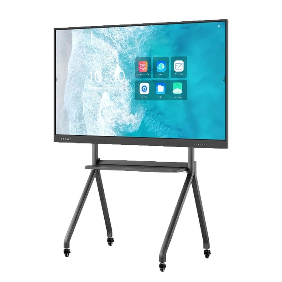 Carrello TV Mobile con Ruote per TV LCD LED OLED a Schermo Piatto Curvo da 55-86 Pollici per Esterni, Supporto da Pavimento, Supporta Fino a 210 kg/462,9 libbre con Vassoio