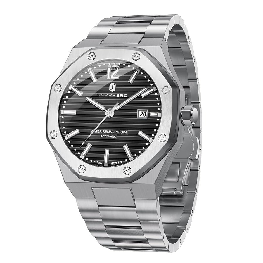 Orologio da Uomo Cronografo Analogico al Quarzo, Cinturino in Pelle/Acciaio/Silicone, Stile Business Sport Casual, Impermeabile, Antigraffio, Regalo Elegante per Uomo
