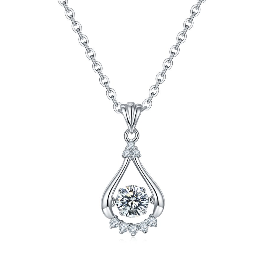 S925 Sterling Silver 0.5ct D Color VVS1 Moissanite Teardrop Openwork Necklace 45cm Platinum Plated GRA Certified Gift Box