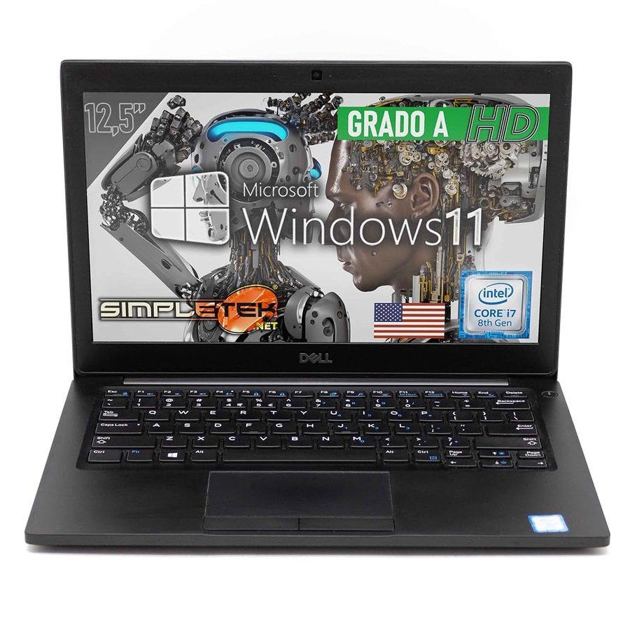 Portatile Dell Latitude 7290 Core i7 8° Gen 12,5" HD | 16GB RAM DDR4-480GB SSD M.2 | Windows 11 Pro - Layout Tastiera U.S.A. | HDMI miniDP (Ricondizionato)