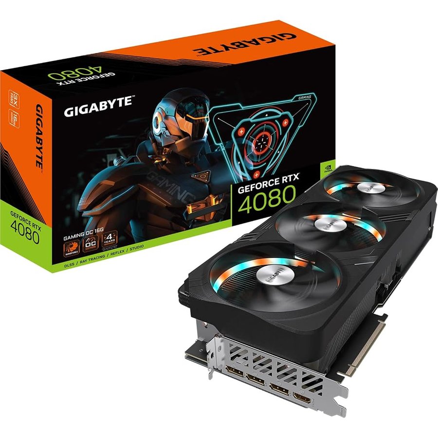 GIGABYTE GeForce RTX 4080 GAMING OC 16GB Scheda grafica - 16GB DDR6X, 192bit, PCI-E 4.0, Core 2535Mhz, RGB, Anti-sag bracket, DP 1.4, HDMI 2.1a, NVIDIA DLSS 3, GV-N4080GAMING OC-16GD