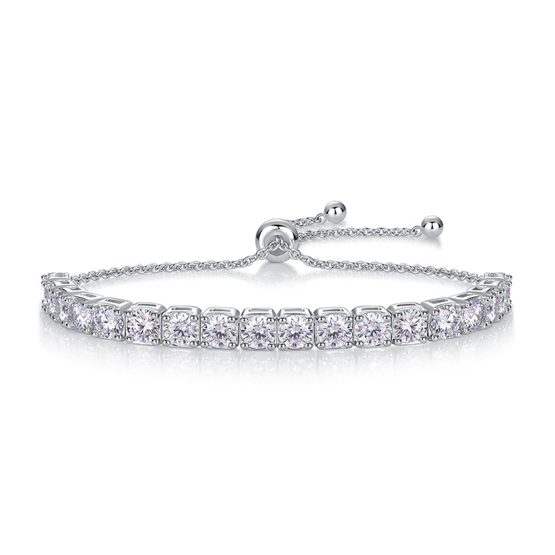S925 Silver Adjustable Tennis Bracelet, 3-5mm D VVS1 Moissanite, 19cm, GRA Certified